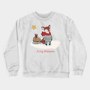 Cute fox on a  Christmas card Crewneck Sweatshirt